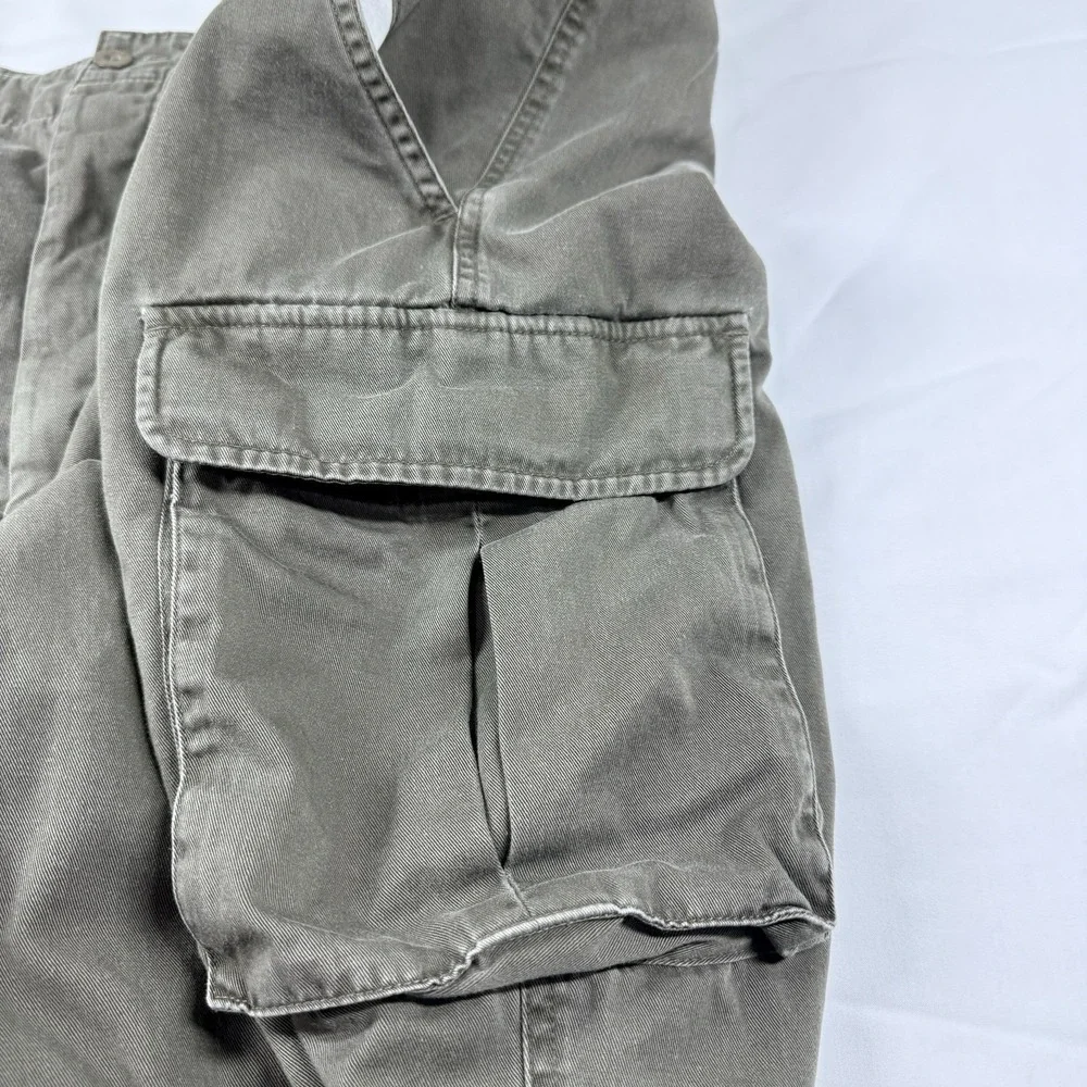 J. Crew Flannel Lined Cargo Pants Mens 40x32 Button Fly Brown Utility‎ Fade Y2k